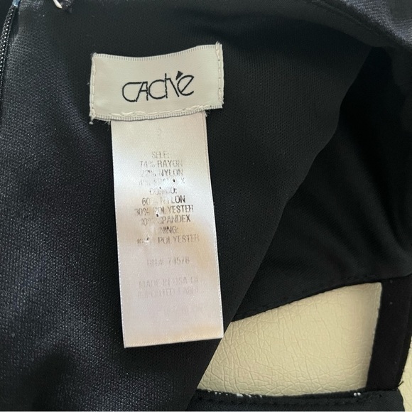 CACHE Black Sheath Dress Snake Skin Print Insert Work/Office Dress Sz 2 - Picture 4 of 4